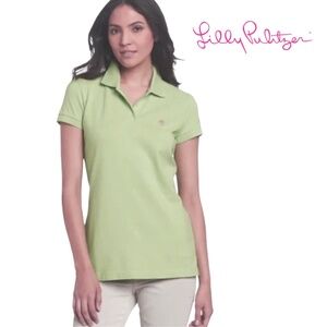 Lilly Pulitzer Polo Shirt Golf Pima Cotton White Label Top Pullover EUC